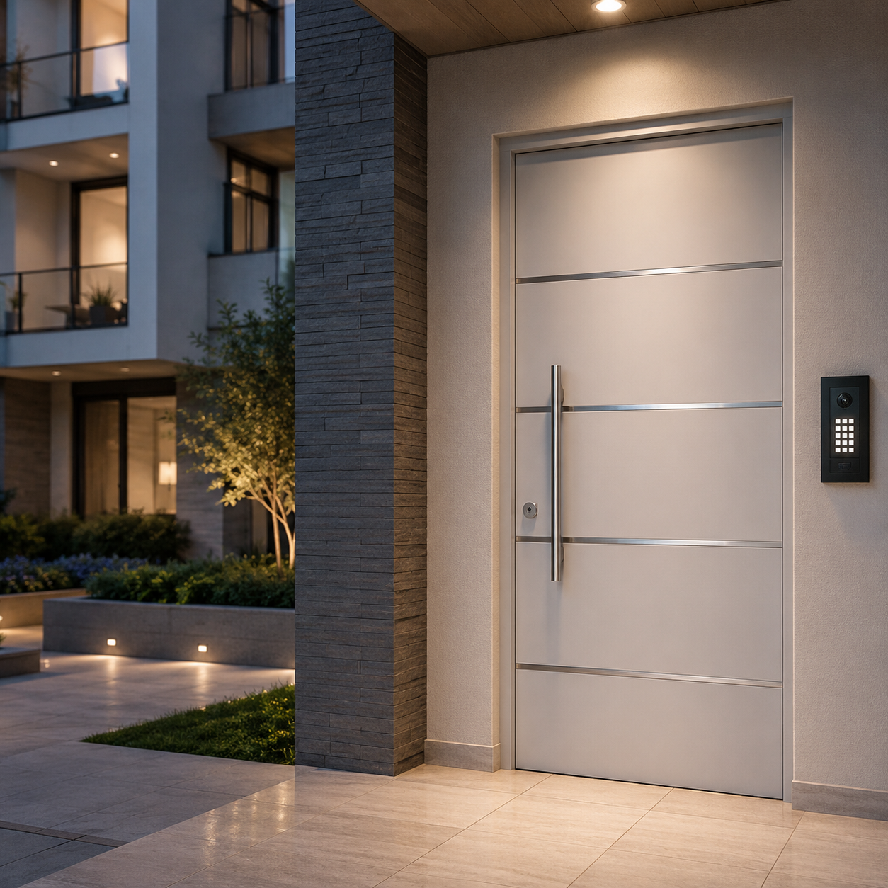 Puerta Dorwin en edificio residencial